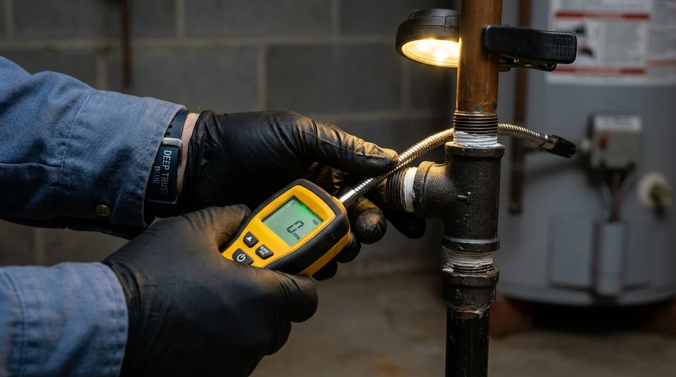Gas leak detection with electronic sniffer by Johns Plumbing LLC in Mapleton