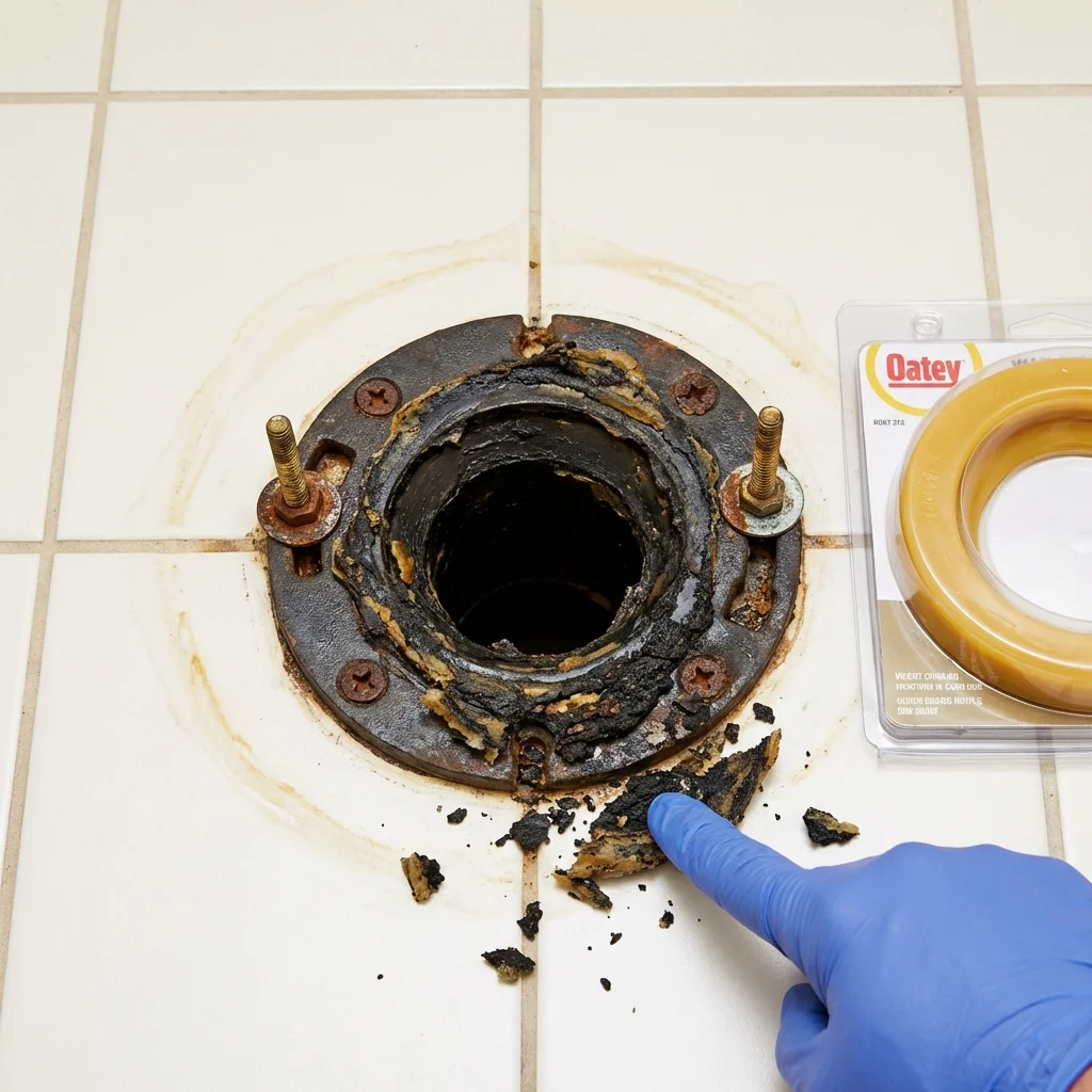Failed wax ring showing water seepage at the base of a toilet in a Mapleton, UT home